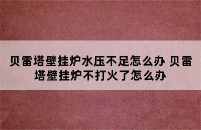 贝雷塔壁挂炉水压不足怎么办 贝雷塔壁挂炉不打火了怎么办